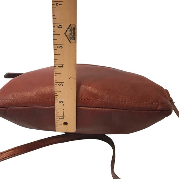 Margot Brown Leather Crossbody Bag Zipper Pocket Adjustable Strap - Picture 10 of 16